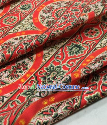 Asian Chinese Classical Lotus Pattern Red Brocade Satin Drapery Traditional Cheongsam Brocade Silk Fabric