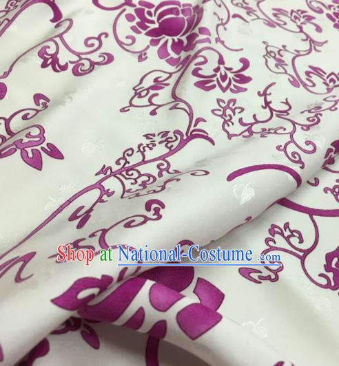 Asian Chinese Classical Pattern White Brocade Satin Drapery Traditional Cheongsam Brocade Silk Fabric