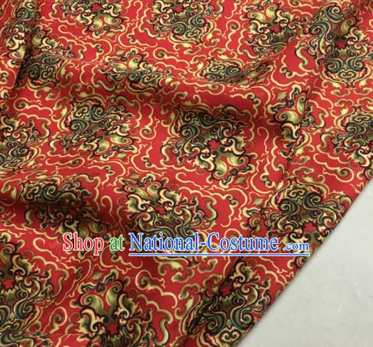 Asian Chinese Classical Totem Pattern Red Brocade Satin Drapery Traditional Cheongsam Brocade Silk Fabric