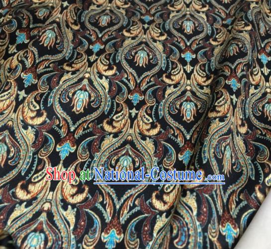 Asian Chinese Classical Pattern Black Brocade Satin Drapery Traditional Cheongsam Brocade Silk Fabric