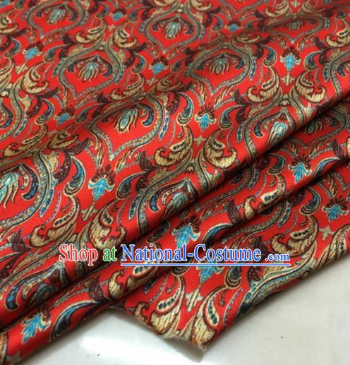 Asian Chinese Classical Pattern Red Brocade Satin Drapery Traditional Cheongsam Brocade Silk Fabric