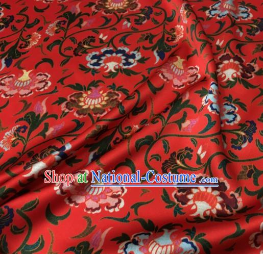 Asian Chinese Classical Totem Pattern Red Brocade Satin Drapery Traditional Cheongsam Brocade Silk Fabric