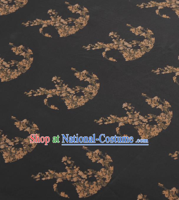 Asian Chinese Classical Plum Pattern Black Gambiered Guangdong Gauze Traditional Cheongsam Brocade Silk Fabric