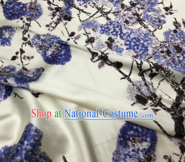 Asian Chinese Classical Kapok Pattern White Brocade Satin Drapery Traditional Cheongsam Brocade Silk Fabric