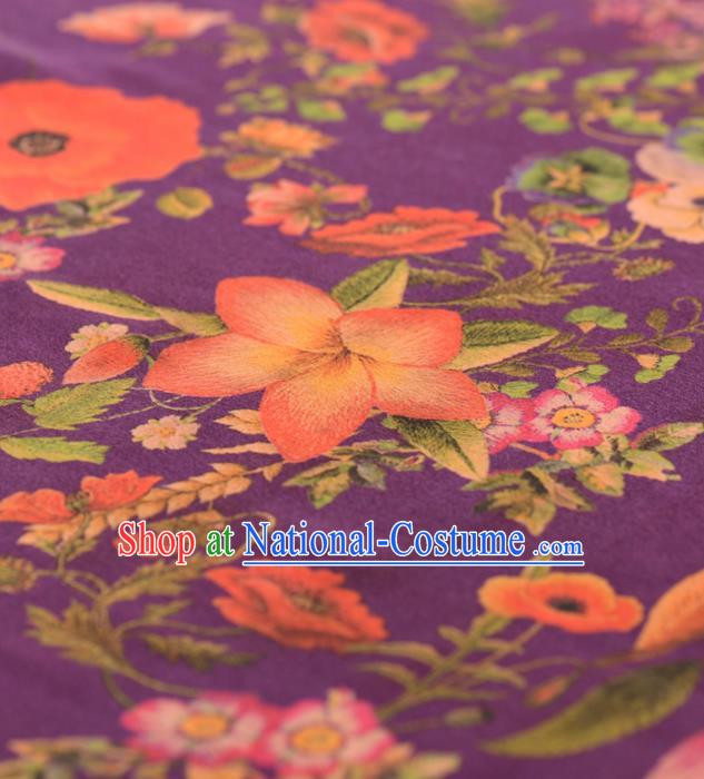 Asian Chinese Classical Pattern Purple Gambiered Guangdong Gauze Traditional Cheongsam Brocade Silk Fabric