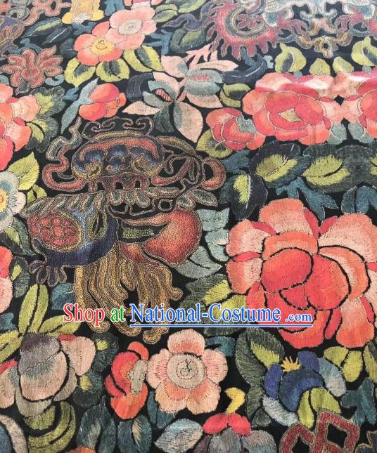 Asian Chinese Classical Peony Pattern Satin Drapery Gambiered Guangdong Gauze Brocade Traditional Cheongsam Brocade Silk Fabric