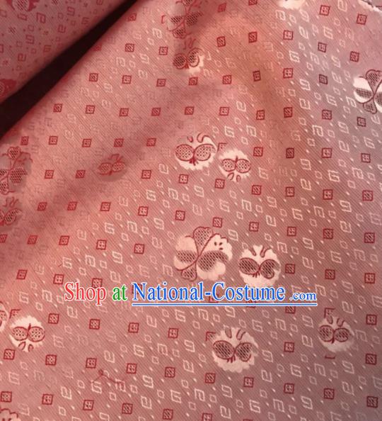 Asian Chinese Classical Auspicious Pattern Pink Satin Drapery Gambiered Guangdong Gauze Brocade Traditional Cheongsam Brocade Silk Fabric