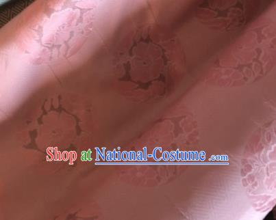 Asian Chinese Classical Twine Flowers Pattern Pink Satin Drapery Gambiered Guangdong Gauze Brocade Traditional Cheongsam Brocade Silk Fabric