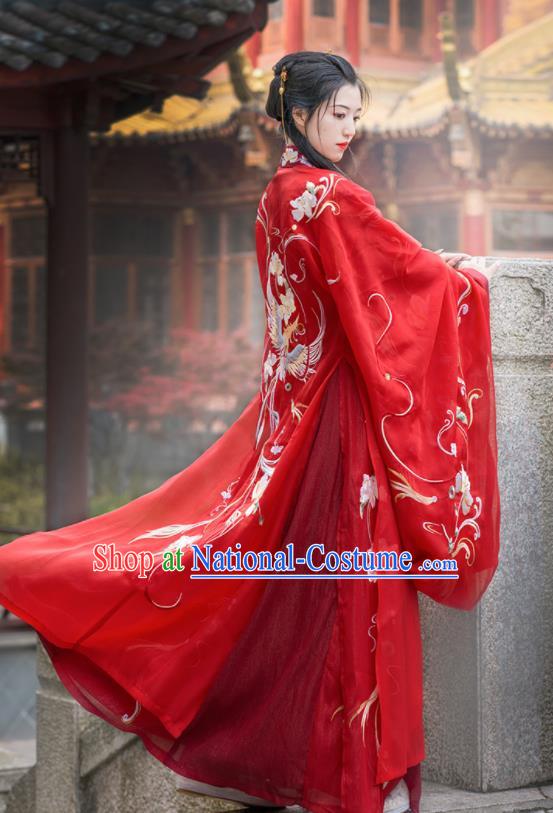 Chinese Ancient Tang Dynasty Wedding Red Hanfu Dress Antique Traditional Court Princess Historical Costume for Women