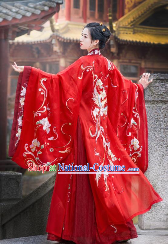 Chinese Ancient Tang Dynasty Wedding Red Hanfu Dress Antique Traditional Court Princess Historical Costume for Women