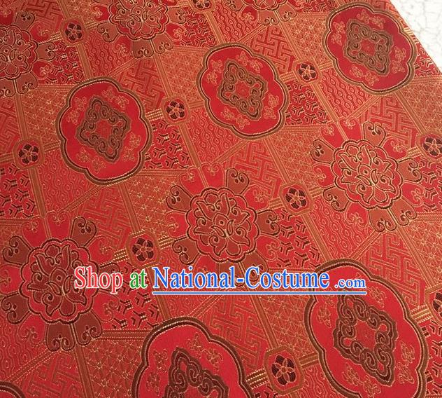 Asian Chinese Cheongsam Classical Lucky Pattern Red Satin Drapery Brocade Traditional Brocade Silk Fabric