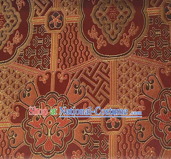 Asian Chinese Cheongsam Classical Lucky Pattern Wine Red Satin Drapery Brocade Traditional Brocade Silk Fabric