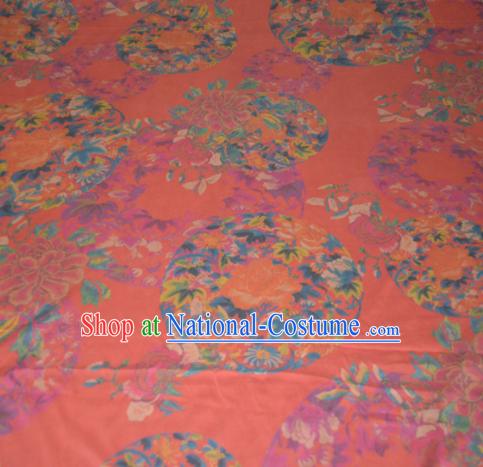 Chinese Traditional Cheongsam Classical Peony Pattern Orange Gambiered Guangdong Gauze Asian Satin Drapery Brocade Silk Fabric