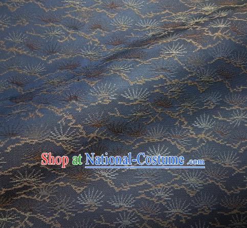 Japanese Traditional Kimono Classical Pine Needle Pattern Navy Brocade Asian Japan Satin Drapery Silk Fabric