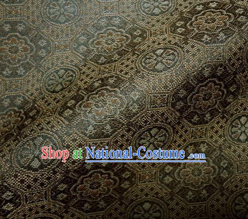 Japanese Traditional Kimono Classical Pattern Brown Brocade Asian Japan Satin Drapery Silk Fabric