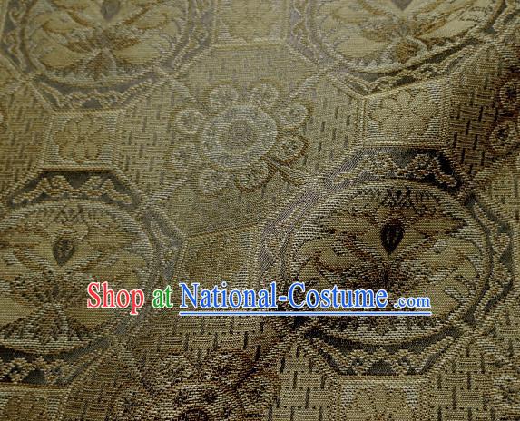 Japanese Traditional Kimono Classical Pattern Golden Brocade Asian Japan Satin Drapery Silk Fabric