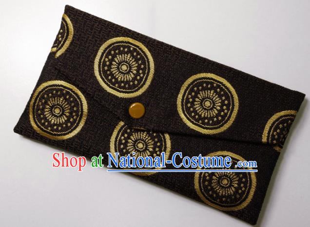 Japanese Traditional Brown Brocade Handbag Asian Japan Nishijin Satin Bags Wallet