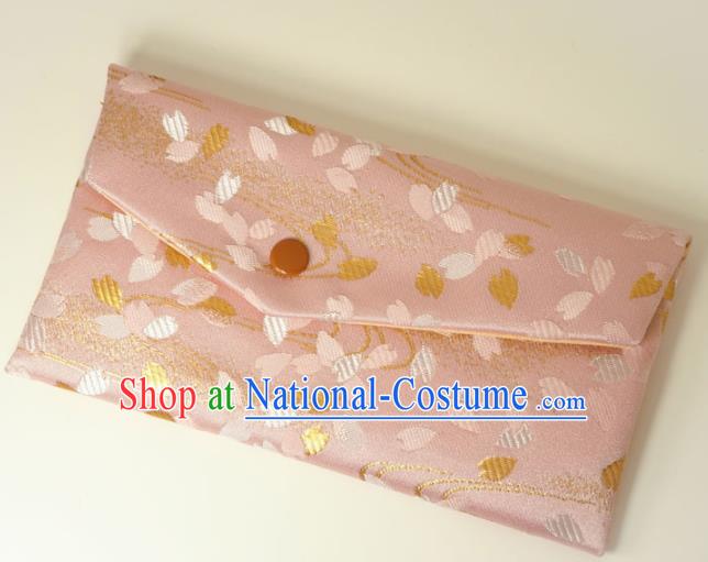 Japanese Traditional Pink Brocade Handbag Asian Japan Nishijin Satin Bags Wallet