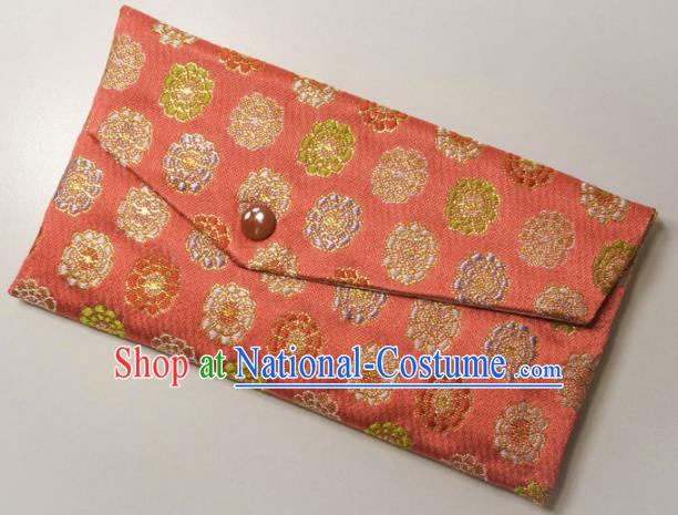 Japanese Traditional Watermelon Red Brocade Handbag Asian Japan Nishijin Satin Bags Wallet