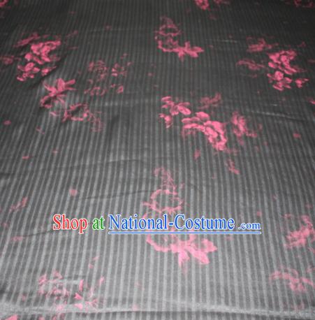 Chinese Traditional Cheongsam Classical Pattern Black Gambiered Guangdong Gauze Asian Satin Drapery Brocade Silk Fabric