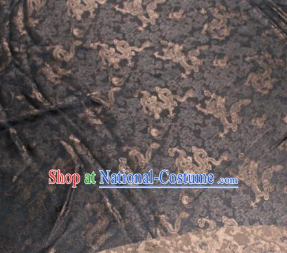 Chinese Traditional Cheongsam Classical Dragons Pattern Black Gambiered Guangdong Gauze Asian Satin Drapery Brocade Silk Fabric