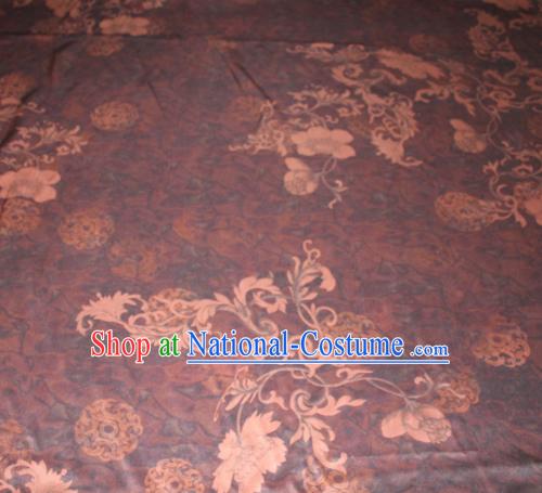 Chinese Traditional Cheongsam Classical Pattern Purple Gambiered Guangdong Gauze Asian Satin Drapery Brocade Silk Fabric