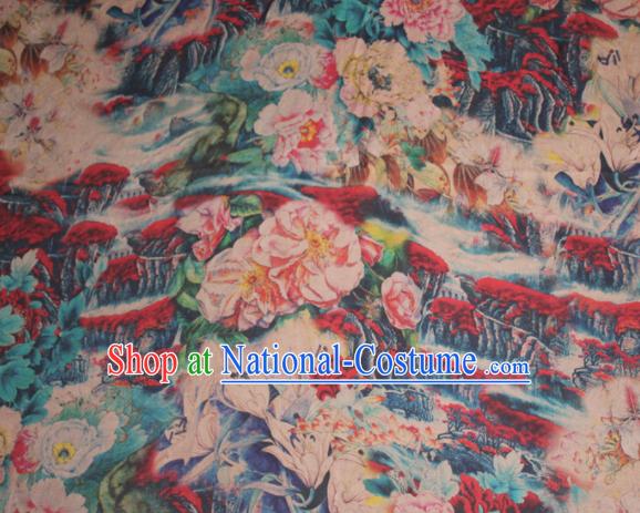 Chinese Traditional Cheongsam Classical Camellia Pattern Gambiered Guangdong Gauze Asian Satin Drapery Brocade Silk Fabric