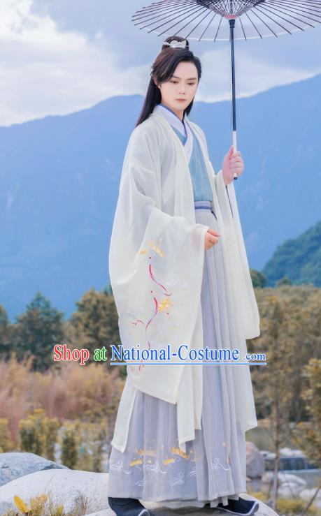 Chinese Ancient Swordsman Hanfu Clothing Antique Traditional Southern and Northern Dynasties Nobility Childe Historical Costume for Men