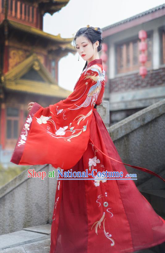 Chinese Ancient Wedding Red Hanfu Dress Antique Traditional Tang Dynasty Court Princess Historical Costume for Women