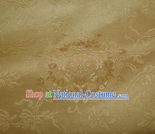 Japanese Traditional Kimono Classical Pattern Golden Brocade Damask Asian Japan Nishijin Satin Drapery Silk Fabric