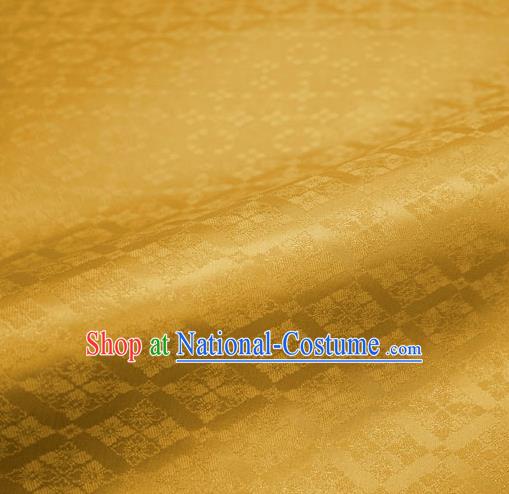 Japanese Traditional Kimono Classical Rhomboids Pattern Golden Brocade Damask Asian Japan Nishijin Satin Drapery Silk Fabric