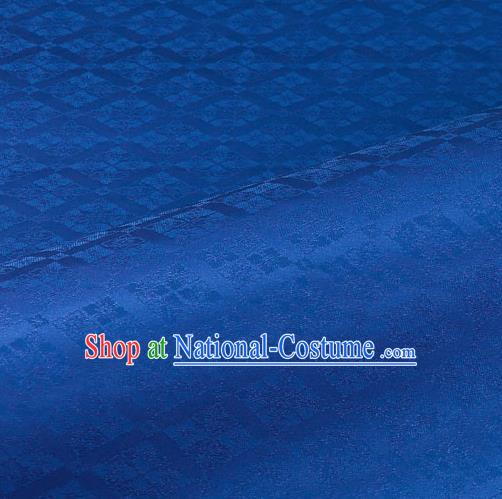 Japanese Traditional Kimono Classical Rhomboids Pattern Royalblue Brocade Damask Asian Japan Nishijin Satin Drapery Silk Fabric