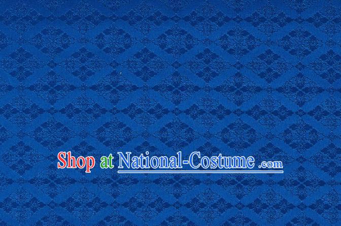 Japanese Traditional Kimono Classical Rhomboids Pattern Royalblue Brocade Damask Asian Japan Nishijin Satin Drapery Silk Fabric