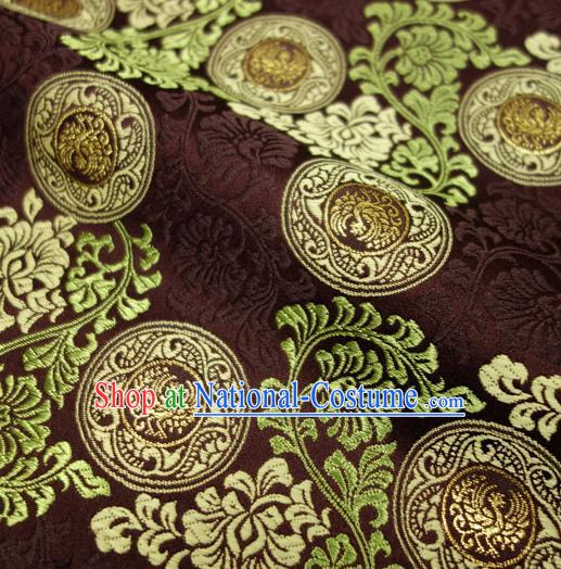 Japanese Traditional Kimono Classical Phoenix Pattern Amaranth Brocade Damask Asian Japan Nishijin Satin Drapery Silk Fabric