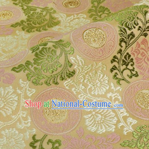 Japanese Traditional Kimono Classical Phoenix Pattern Beige Brocade Damask Asian Japan Nishijin Satin Drapery Silk Fabric