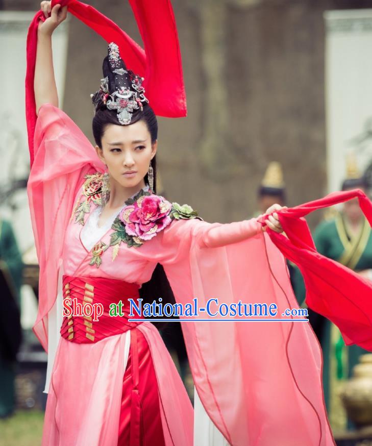 Chinese Ancient Dancer Hanfu Dress The Legend of Deification Shang Dynasty Imperial Consort Su Daji Historical Costume and Headpiece