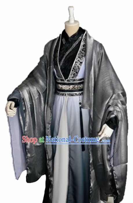 Customized Chinese Cosplay Swordsman Costume Ancient Royal Highness Black Clothing for Men