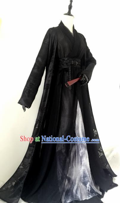 Customized Chinese Traditional Cosplay Prince Swordsman Black Costume Ancient Drama Childe Clothing for Men