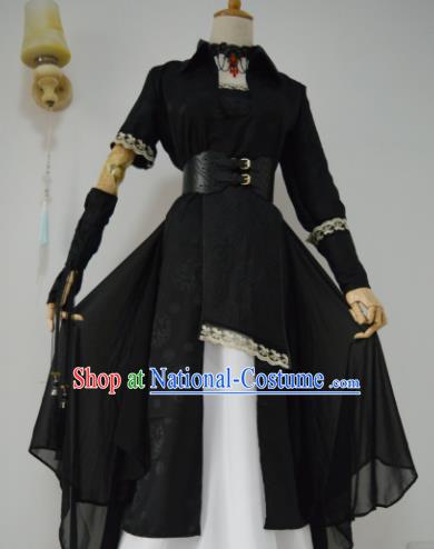 Chinese Cosplay Swordswoman Costume Ancient Female Assassin Black Dress for Women