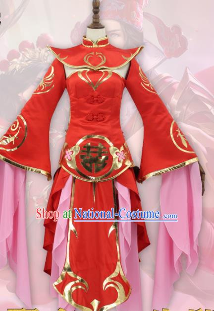 Chinese Cosplay Customized Costume Ancient Film Swordswoman Red Dress for Women