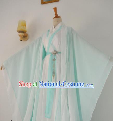 Chinese Customized Traditional Cosplay Taoist Green Costume Ancient Drama Childe Swordsman Clothing for Men