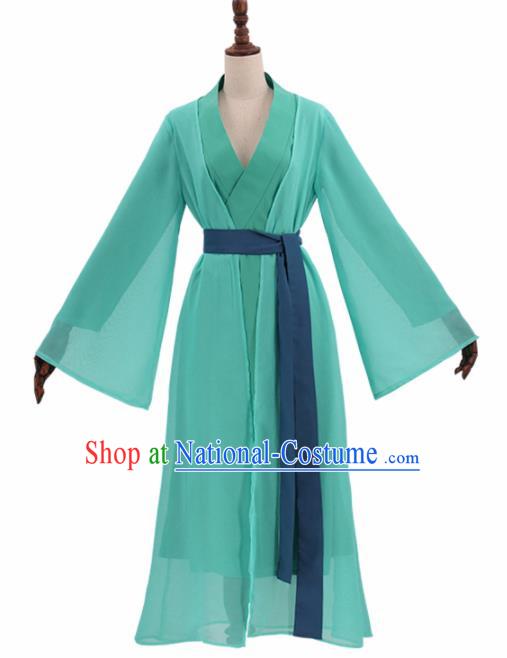 Chinese Cosplay Customized Costume Ancient Film Green Snake Swordswoman Dress for Women