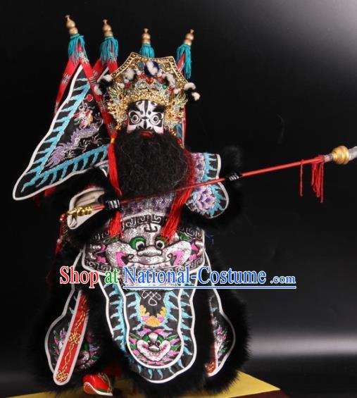 Traditional Chinese Handmade General Zhang Fei Puppet String Puppet Wooden Image Marionette Puppets Arts Collectibles