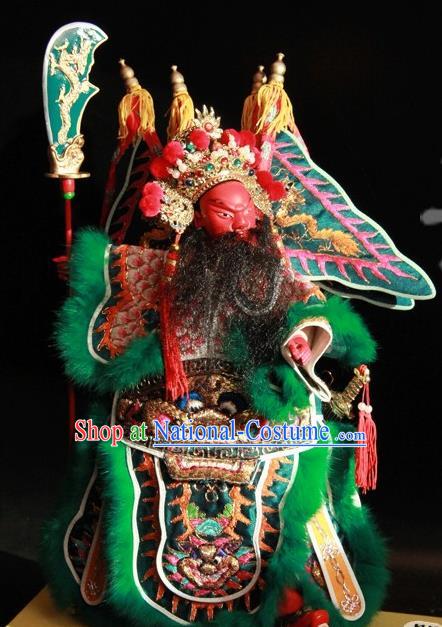 Traditional Chinese Handmade General Guan Yu Puppet String Puppet Wooden Image Marionette Puppets Arts Collectibles