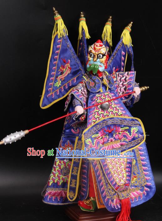 Traditional Chinese Handmade Purple Armor General Puppet Marionette Puppets String Puppet Wooden Image Arts Collectibles