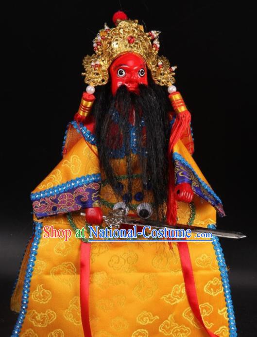 Traditional Chinese Handmade General Yellow Marionette Puppets Old Men Puppet String Puppet Wooden Image Arts Collectibles