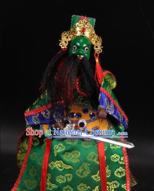 Traditional Chinese Handmade General Green Marionette Puppets Old Men Puppet String Puppet Wooden Image Arts Collectibles