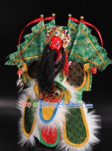 Traditional Chinese Handmade Green Armor General Puppet Marionette Puppets String Puppet Wooden Image Arts Collectibles