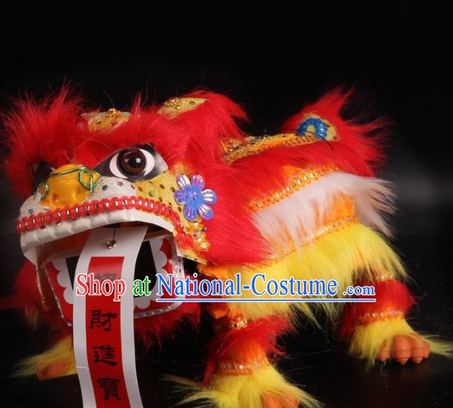 Traditional Chinese Handmade Red Fur Lion Puppet Marionette Puppets String Puppet Wooden Image Arts Collectibles