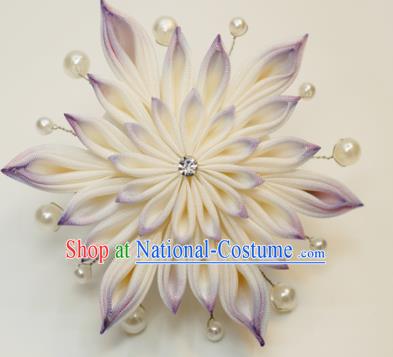 Asian Japan Traditional Geisha Purple Chrysanthemum Hair Claw Japanese Kimono Hair Accessories for Women